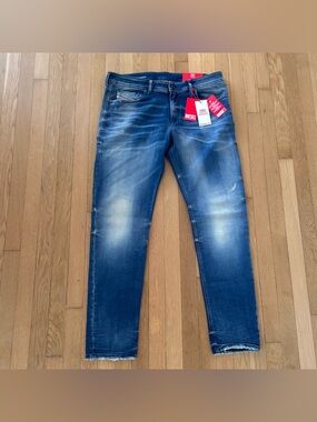 New Diesel Jeans 1979 Sleenker 38x32 Distressed Whiskered Mens With Tags $295